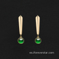 Pendientes de jadeita de oro imperial verde de oro real de 18k